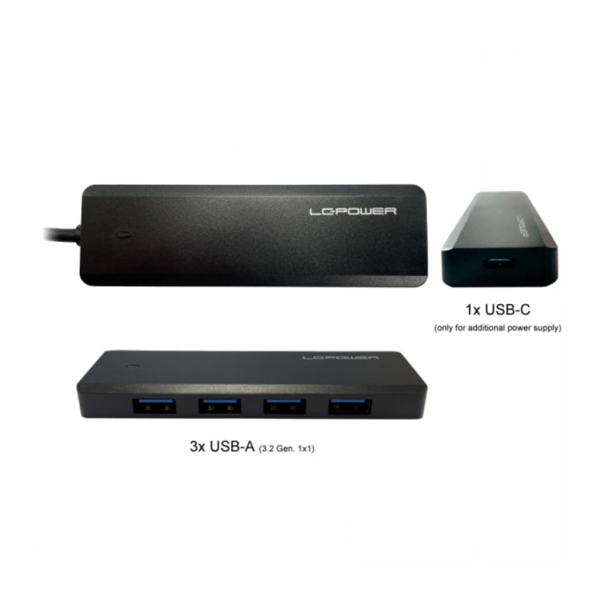 USB HUB LC Power LC-HUB-U3-4-V2 external USB3.2 Gen 1x1 HUB,4xUSB-A, 1xUSB-C,