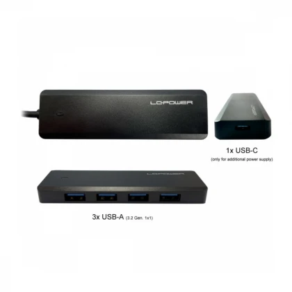 USB HUB LC Power LC-HUB-U3-4-V2 external USB3.2 Gen 1x1 HUB,4xUSB-A, 1xUSB-C,
