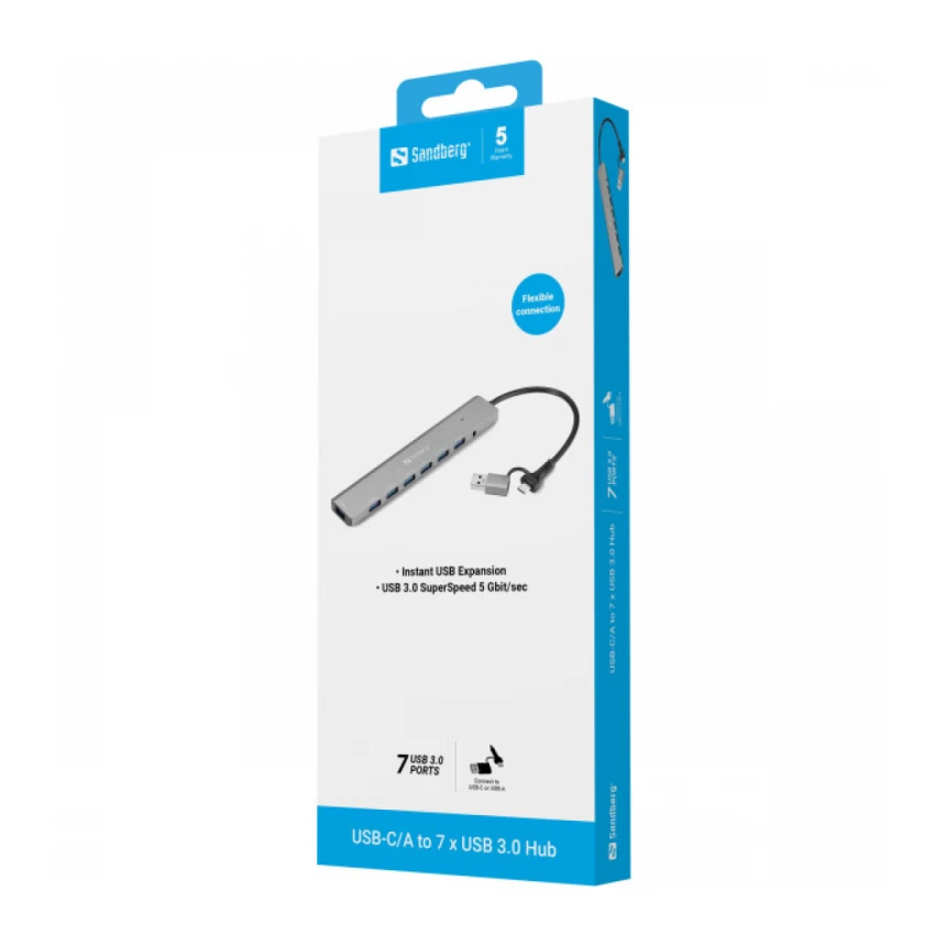 USB HUB Sandberg 136-66 USB-A/USB-C 7 port USB 3.0