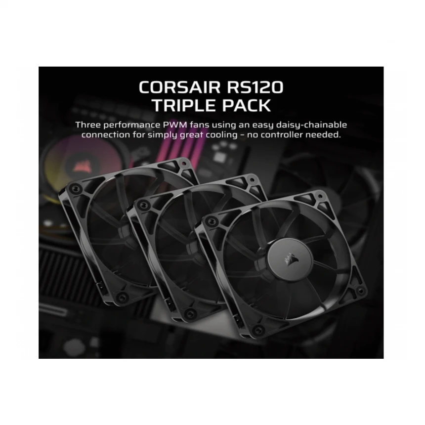 Ventilator CORSAIR RS120/120mm/triple pack/crna