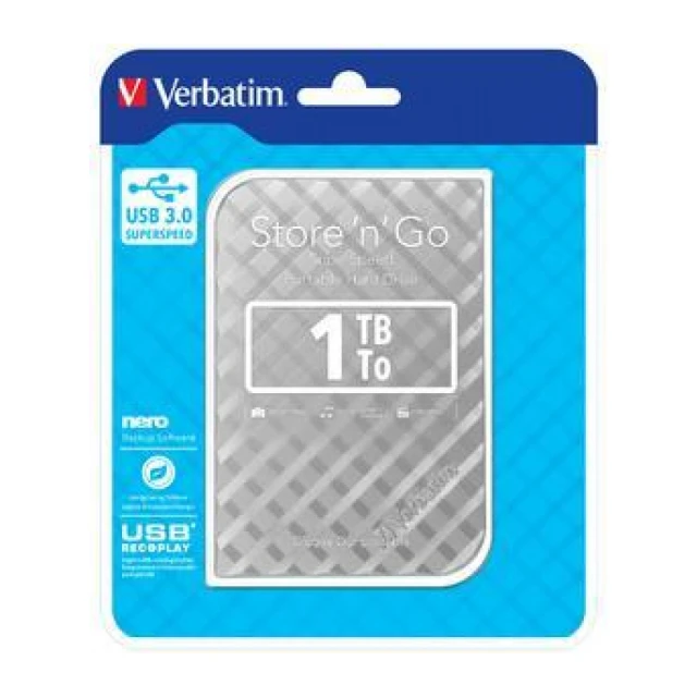 Verbatim HDD 1TB 3.0 Siv Kocka (53197)