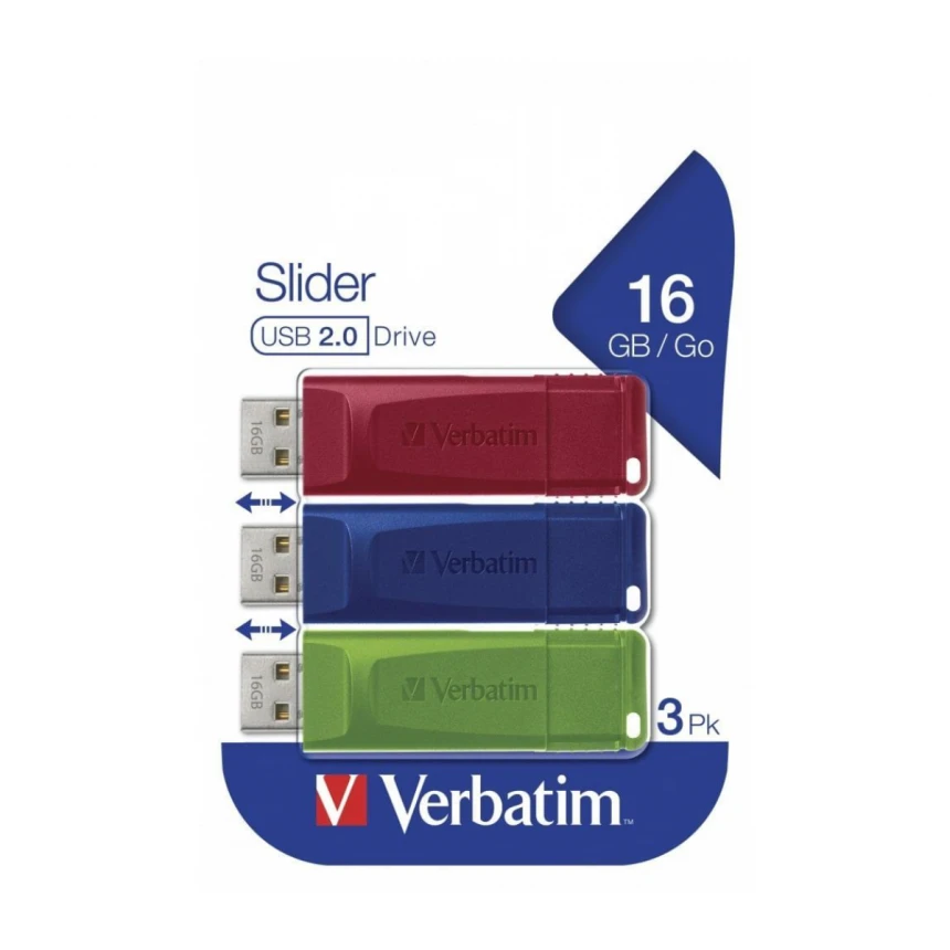 Verbatim Slider USB 3x16GB Pac (49326)
