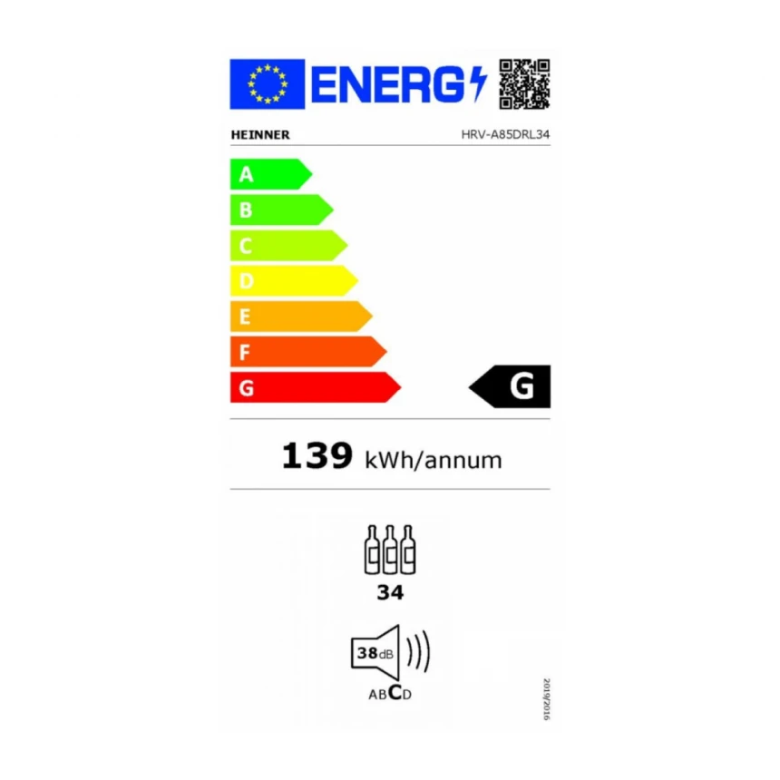 Vinski frižider HEINNER HRV-A85DRL34/85l/34boca(750ml)/1zona