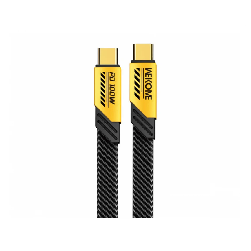 WEKOME WDC-192 Kabl 3.1 USB tip C M/M 1m, za Superbrzo punjenje 100W/480Mbps, flat-crno-žuti