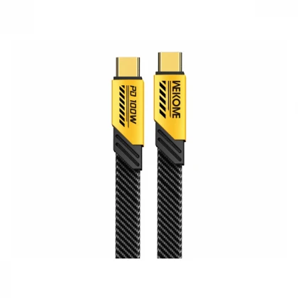 WEKOME WDC-192 Kabl 3.1 USB tip C M/M 1m, za Superbrzo punjenje 100W/480Mbps, flat-crno-žuti 
