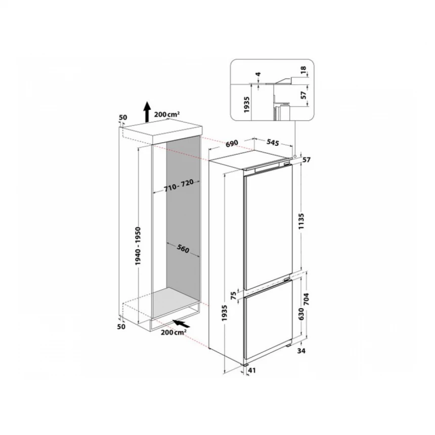 WHIRLPOOL SP40 812 EU 2  ugradni kombinovani frižider 