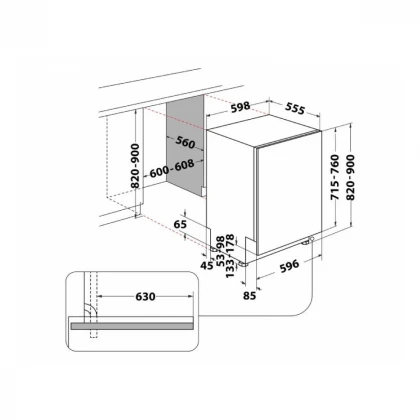 WHIRLPOOL W7I HP40 L ugradna mašina za pranje  sudova -60cm 