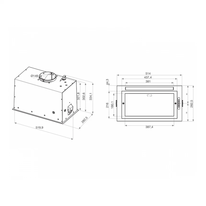 WHIRLPOOL WCT3 63F L ugradni aspirator 