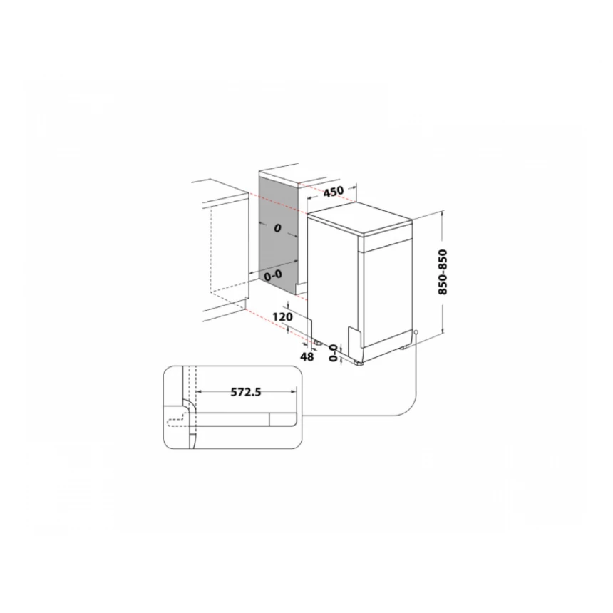 WHIRLPOOL WH6FB10BS7A0X mašina za pranje sudova - 45cm