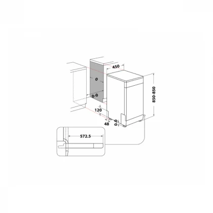 WHIRLPOOL WH6FB10BS7A0X mašina za pranje sudova - 45cm 