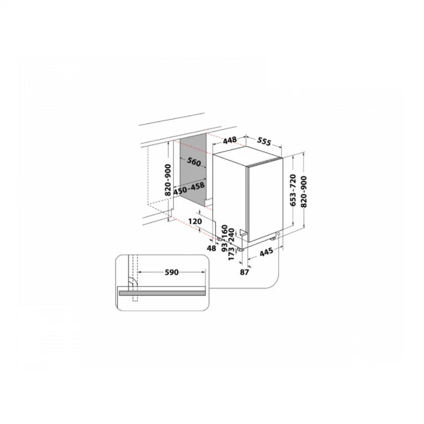 WHIRLPOOL WH6IB10BS7LA0 ugradna mašina za pranje sudova – 45cm 