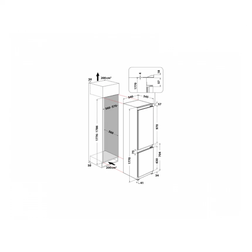 WHIRLPOOL WHC18D011C1 SF ugradni frižider 