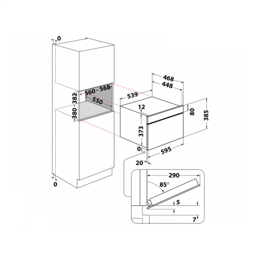 WHIRLPOOL WMD7O4TB ugradna mikrotalasna rerna 