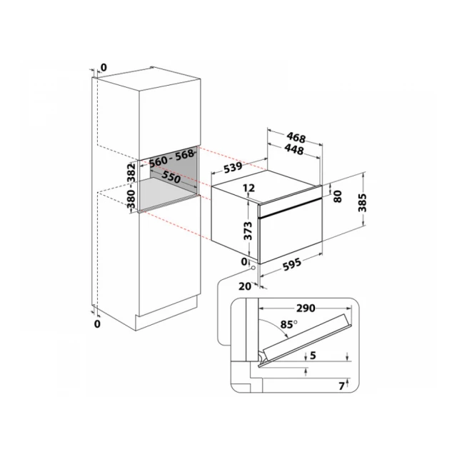 WHIRLPOOL WMD7O4TB ugradna mikrotalasna rerna 