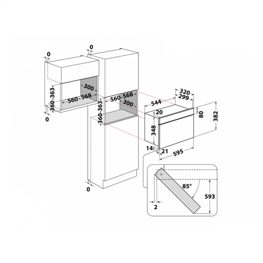 WHIRLPOOL WMN571BX ugradna mikrotalasna rerna 