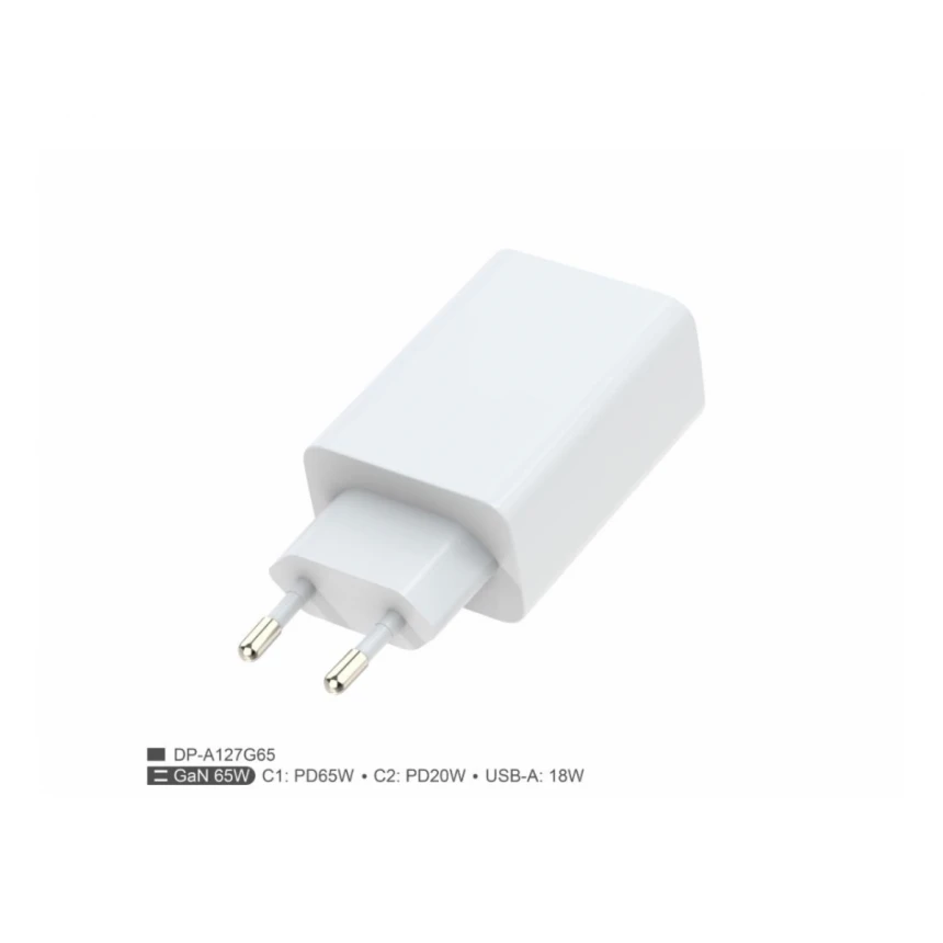Zidni punjac FULMOVA GAN PD/65W/bela sa USB-C kablom